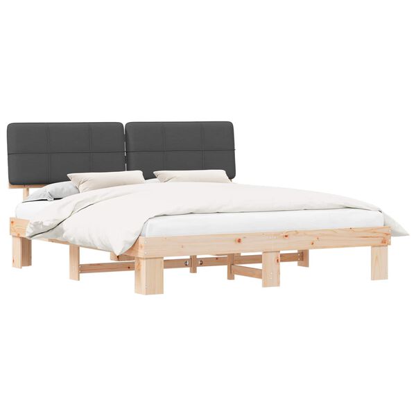 vidaXL Леглова рамка с тапицирана гръбна част Тъмен сив 180 x 200 cm