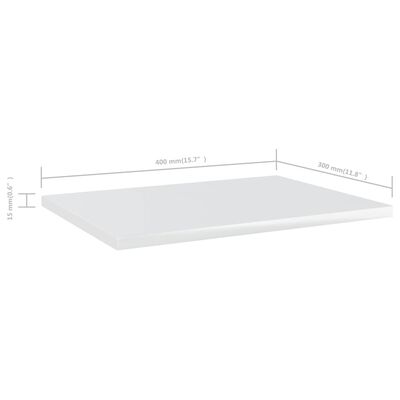 vidaXL Рафтове за етажерка, 8 бр, бял гланц, 40x30x1,5 см, ПДЧ