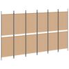 vidaXL Делител за стая с 6 панела Бежово 300 x 180 cm Текстил