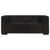 vidaXL 2-местен диван, черен, естествена кожа