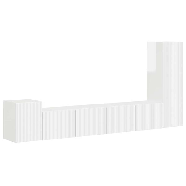 vidaXL Комплект ТВ шкаф 3 pcs Лъскаво бяло Инженерно дърво