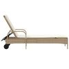 vidaXL Шезлонг с колелца и шалте, бежов, полиратан