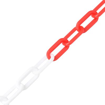 vidaXL Предупредителна верига, червено и бяло, 100 м, Ø8 мм, пластмаса