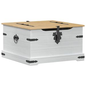 vidaXL storage box с рафт Бяло 78 x 78 x 45 см Солидно борово дърво
