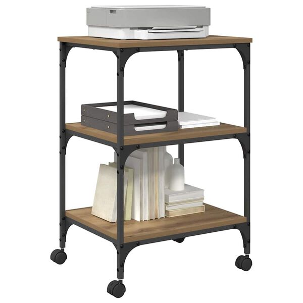 vidaXL Стойка за принтер Дъб 50 x 41 x 75 см Инженерно дърво