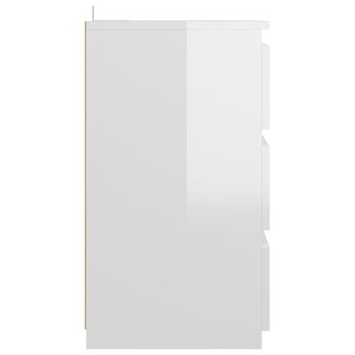 vidaXL Нощни шкафчета, 2 бр, бял гланц, 40x35x62,5 см, ПДЧ