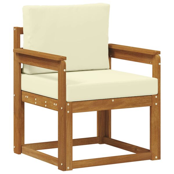 vidaXL Външен диван Солидно акациево дърво и полиестер Естествен