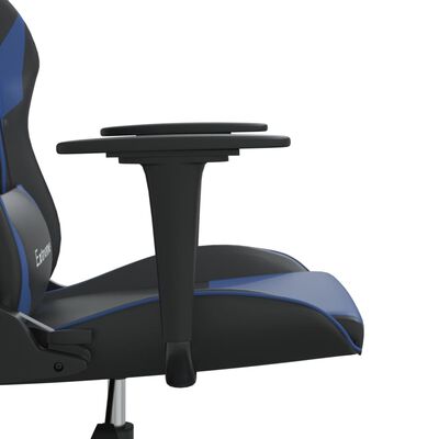 vidaXL Гейминг стол, черно и синьо, изкуствена кожа