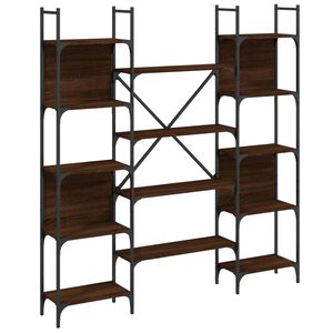vidaXL Етажерка за книги кафяв дъб 155,5x24x166,5 см инженерно дърво