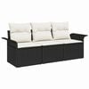 vidaXL Комплект дивани с възглавница 3 pcs Черно полиратан