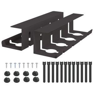 vidaXL Т Tray за управление на кабелите под бюрото 2 бр. Черно