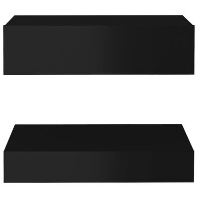 vidaXL ТВ шкаф с LED осветление, черен гланц, 60x35 см