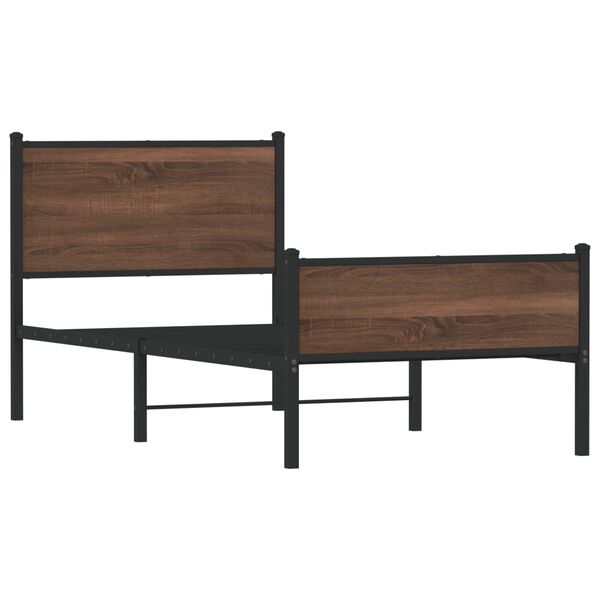 vidaXL Метална рамка за легло, без матрак, кафяв дъб, 90x200 см