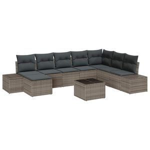 vidaXL Градински Софа Комплект с възглавница 8 pcs Сив полиратан
