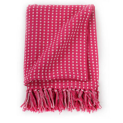 vidaXL Декоративно одеяло, памук, каре, 220x250 см, розово