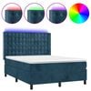 vidaXL Боксспринг легло с матрак и LED, тъмносиньо, 140x200 см, кадифе