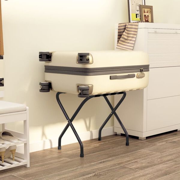 vidaXL Поставка за куфари, черна, 56x40x49 см