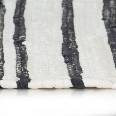 vidaXL Ръчно тъкан Chindi килим, памук, 120x170 см, антрацит и бяло