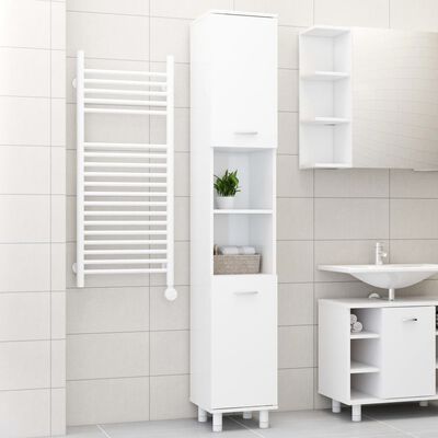 vidaXL Шкаф за баня, бял гланц, 30x30x179 см, ПДЧ