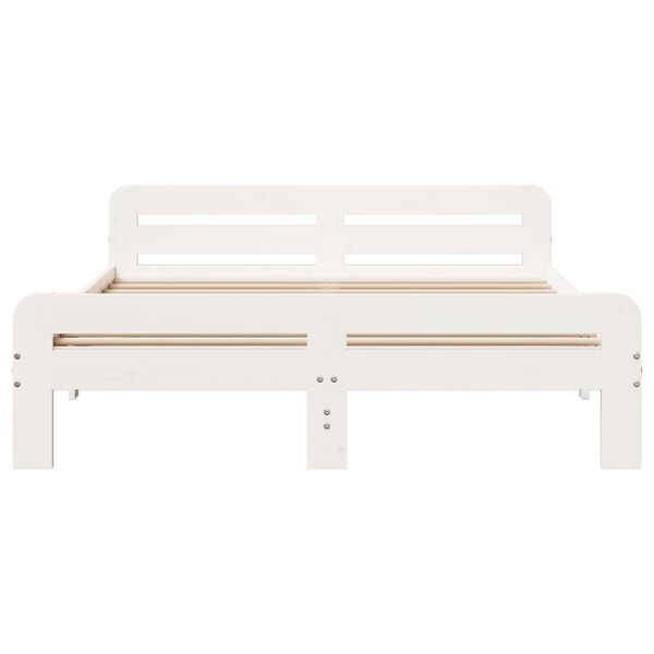 vidaXL Рамка за легло без матрак, бял, 140x200 см, бор масив