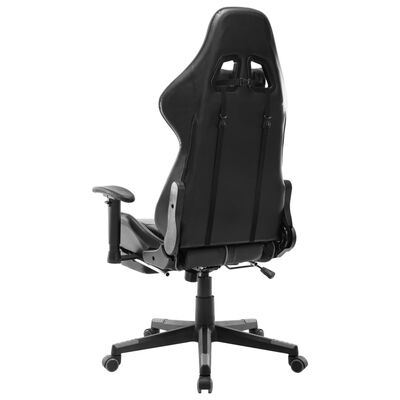 vidaXL Геймърски стол с подложка за крака черно и сиво изкуствена кожа