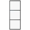 vidaXL Плъзгаща врата, 3 панела, ESG стъкло и алуминий, 76x205 см, черна