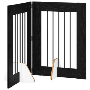 vidaXL Сгъваемо кучешко ограждение с подложки 2 pcs Черен дъб 120,5 cm