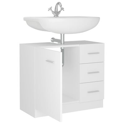 vidaXL Долен шкаф за мивка, бял, 63x30x54 см, ПДЧ