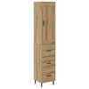 vidaXL Висок шкаф Дъб 34,5 x 34 x 180 см Инженерна дървесина