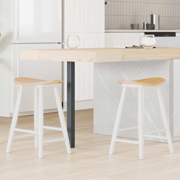 vidaXL Обедени столове 2 pcs Бяло 46 x 37 x 63 см Солидно гумено дърво