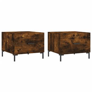 vidaXL Кафе маси, 2 бр, опушен дъб, 50x50x40 см, инженерно дърво