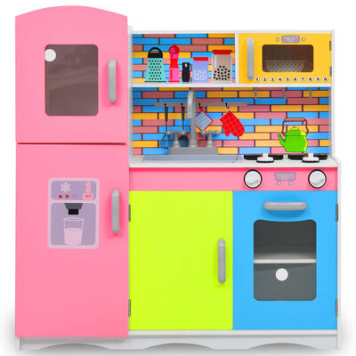 vidaXL Детска кухня за игра, МДФ, 80x30x85 см, многоцветна