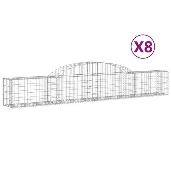 vidaXL Габионни кошници арка 8 бр 300x30x40/60 см поцинковано желязо