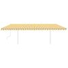 vidaXL Ръчно прибиращ се сенник с прътове, 6x3 м, жълто и бяло