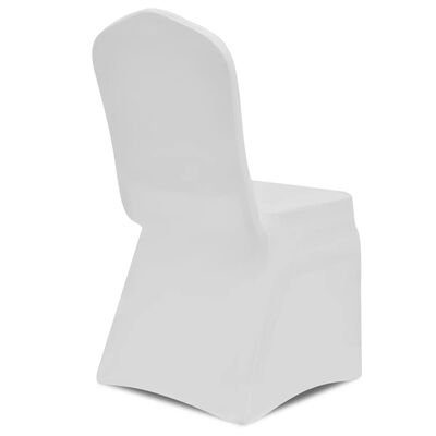 vidaXL Калъфи за столове, разтегателни, бели, 12 бр