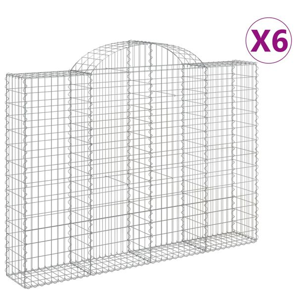 vidaXL Габионни кошници арка 6 бр 200x30x140/160 см поцинковано желязо