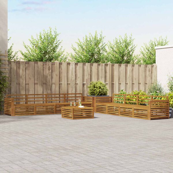 vidaXL Комплект дивани за открито 9 pcs Естествен