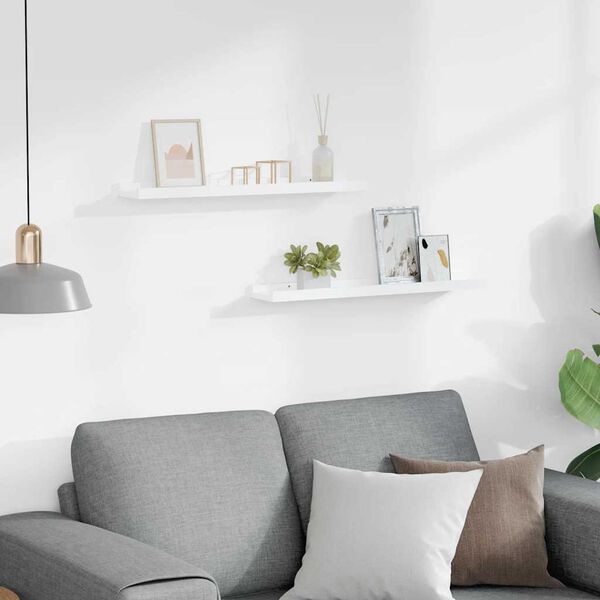 vidaXL Рафтове за фоторамки, 2 бр, бели, 60x9x3 см, МДФ