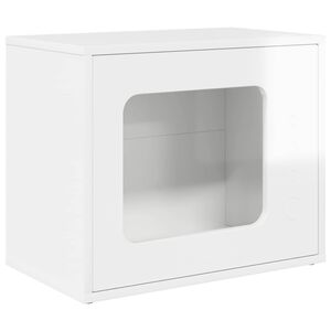 vidaXL Къща за котки Гланц бяло 51 x 30 x 42,5 см Инженерна дървесина