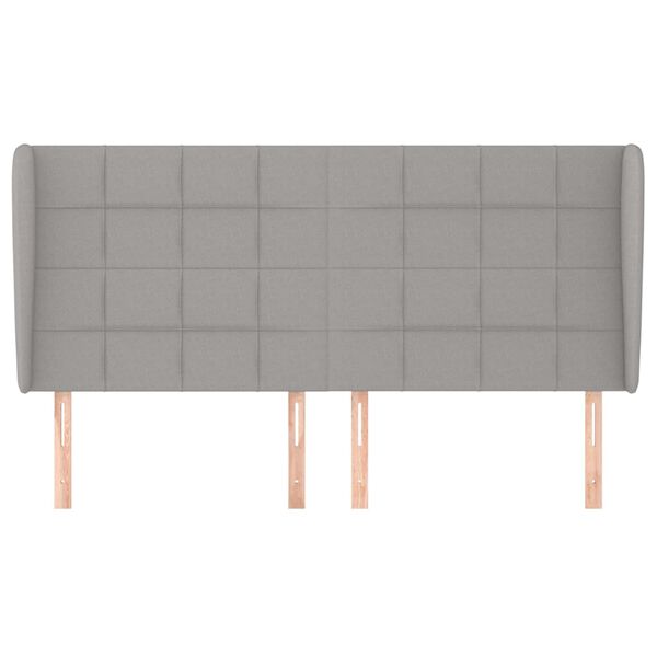 vidaXL Горна табла за легло с уши, светлосива, 203x23x118/128 см, плат