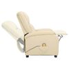vidaXL Масажен стол, кремав, естествена кожа