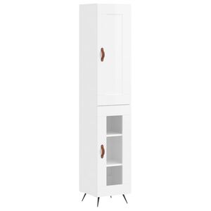 vidaXL Висок шкаф, бял гланц, 34,5x34x180 см, инженерно дърво