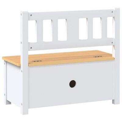 vidaXL Детска пейка за съхранение, бяло и бежово, 60x30x55 см, МДФ