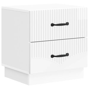 vidaXL Нощен шкаф Бял гланц 43 x 34,5 x 44,5 см Инженерна дървесина