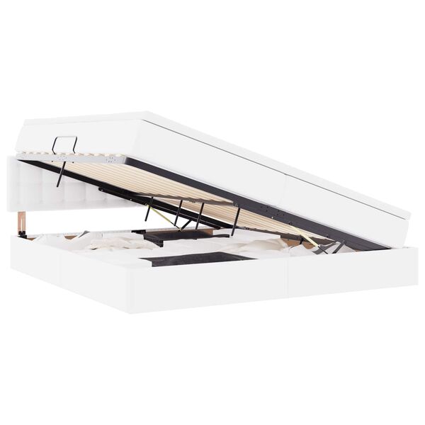 vidaXL Легло с място за съхранение и матрак Чисто бяло 200 x 200 cm