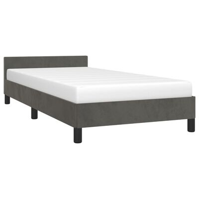 vidaXL Рамка за легло с табла, тъмносива,80x200 см, кадифе