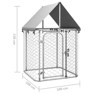vidaXL Дворна клетка за кучета с покрив, 100x100x150 см