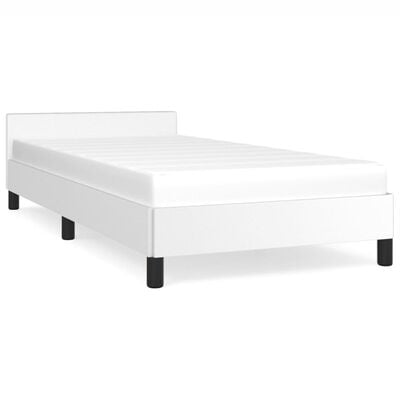 vidaXL Рамка за легло с табла, бяла, 90x200 см, изкуствена кожа