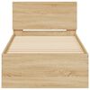 vidaXL Рамка за легло с табла и LED осветление, дъб сонома, 75x190 см