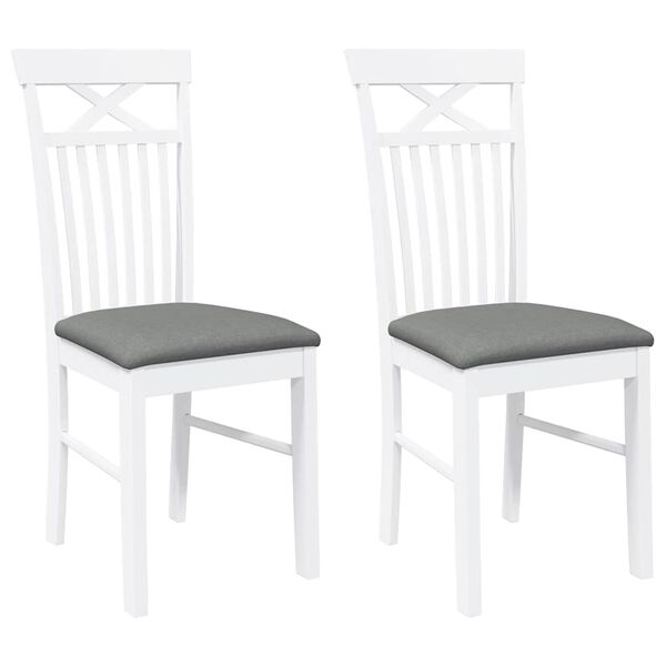 vidaXL Трапезни столове с възглавници 2 бр Бяла масивна дървесина гума